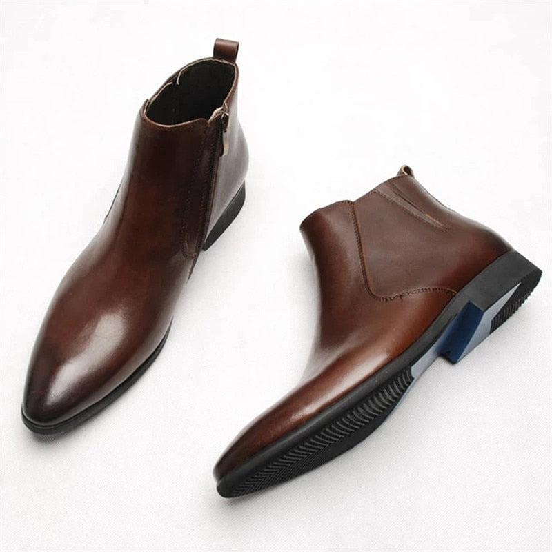 Brown Head Leather Business Shoes For Men